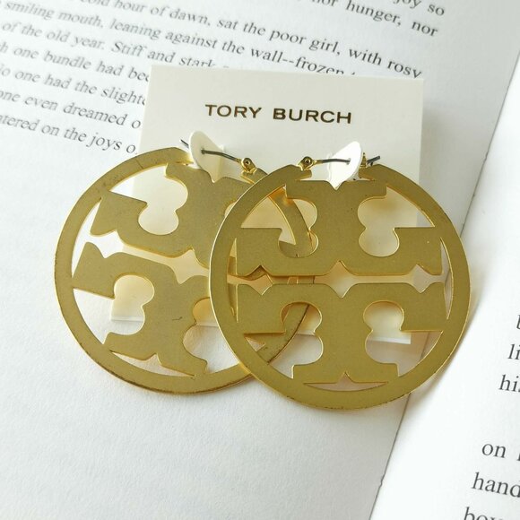 Tory Burch Jewelry - NEW TORY BURCH Miller Gold Statement Hoop Earrings AUTHENTIC